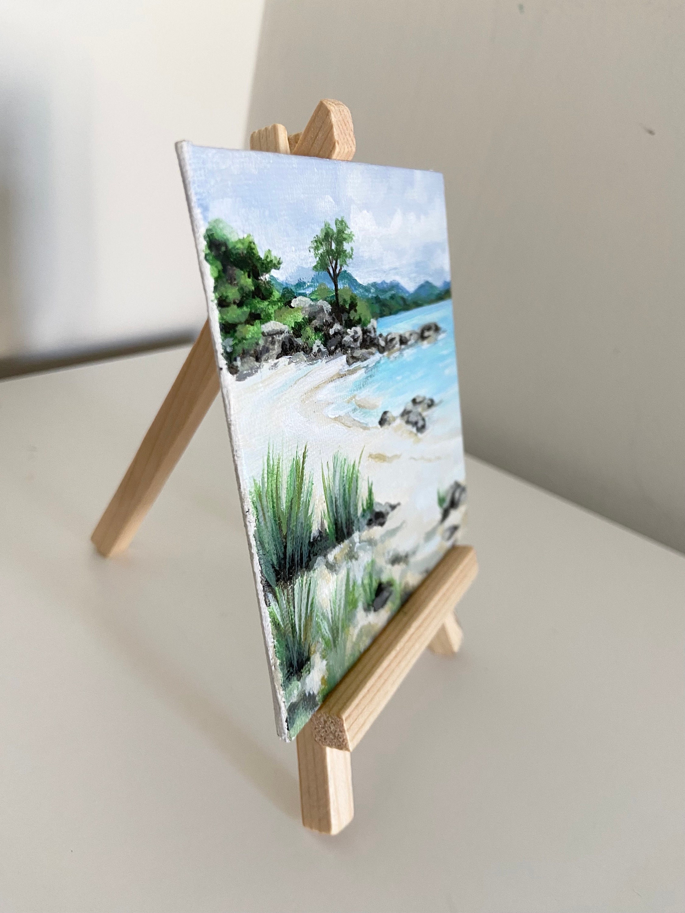 Mini Beach Canvas Painting: Original Seaside Landscape Art, 4x4 - Etsy