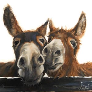 Donkey Print, Digital donkey painting, Equine Art, cute animal art, Animal Painting, Farmhouse Decor, Farm Animal print, donkey paintings