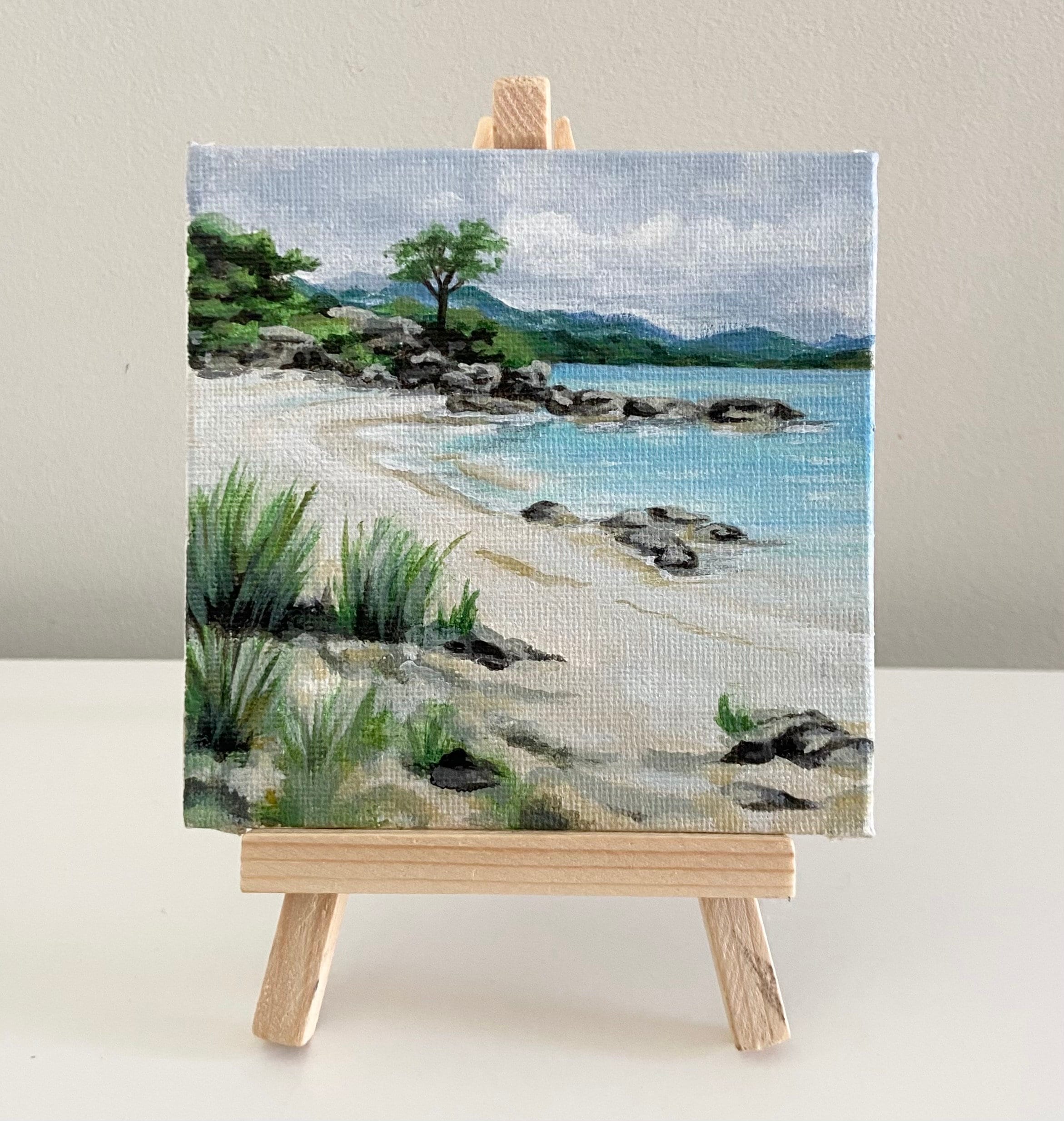 Mini Beach Canvas Painting: Original Seaside Landscape Art, 4x4 - Etsy
