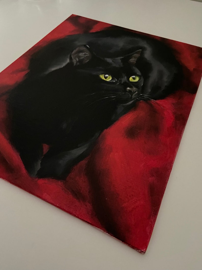 Katzenbild, Katzenmalerei, Katze auf Leinwand, Katzenbild, Katzenportrait, Geschenk für Katzenliebhaber, Katzenportrait Bild 7