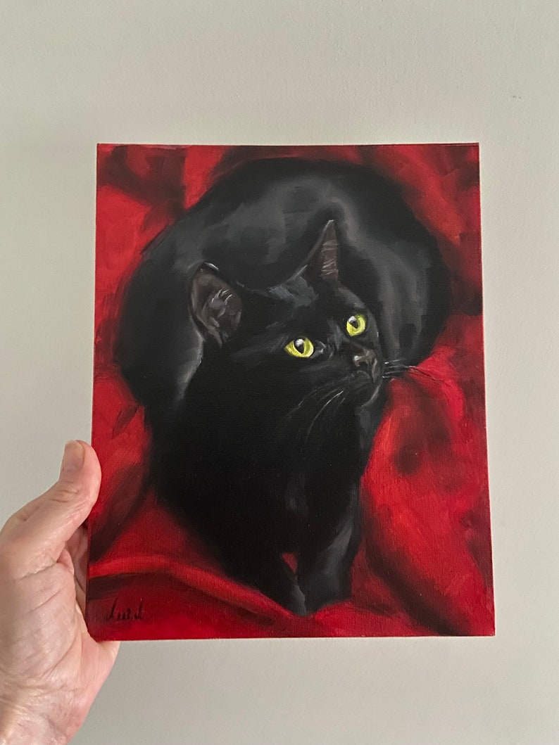 Katzenbild, Katzenmalerei, Katze auf Leinwand, Katzenbild, Katzenportrait, Geschenk für Katzenliebhaber, Katzenportrait Bild 8