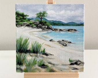 Mini Beach Canvas Painting: Original Seaside Landscape Art, 4x4 - Etsy