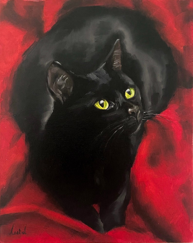 Katzenbild, Katzenmalerei, Katze auf Leinwand, Katzenbild, Katzenportrait, Geschenk für Katzenliebhaber, Katzenportrait Bild 4