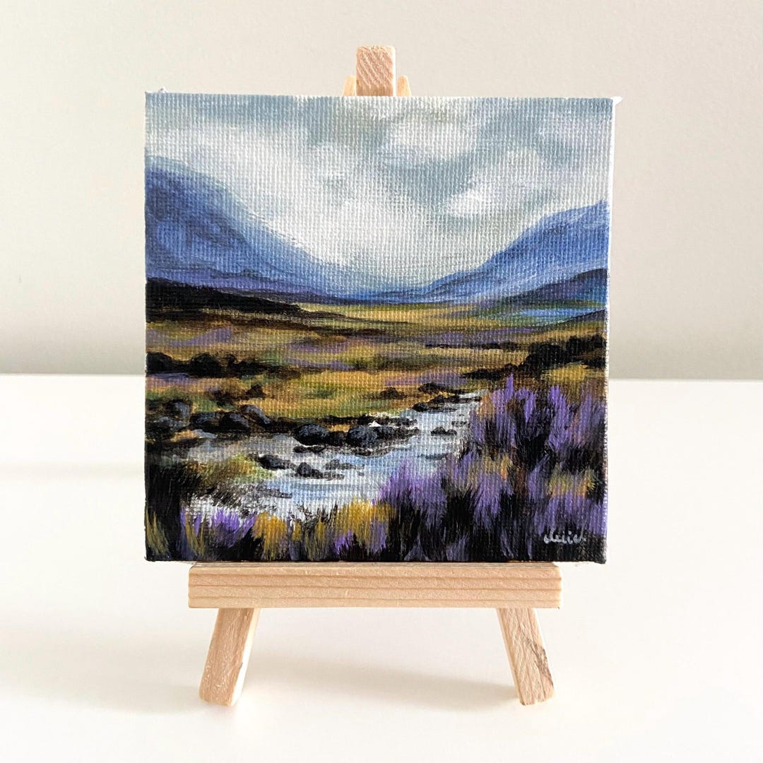 Mini Canvas Painting, Original Mountain Landscape Painting, Acrylics on ...