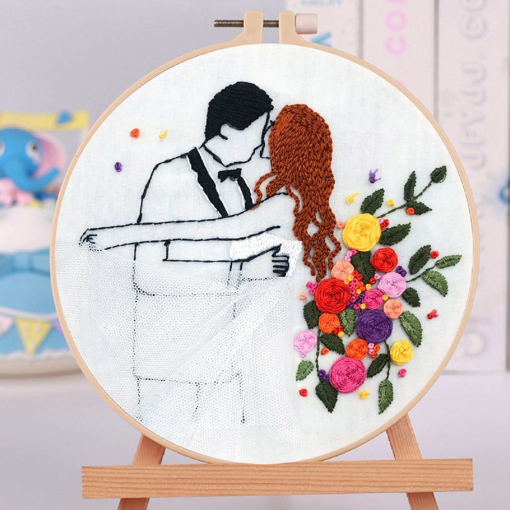 Wedding Embroidery Kit Bride and Groom Pattern Wedding | Etsy