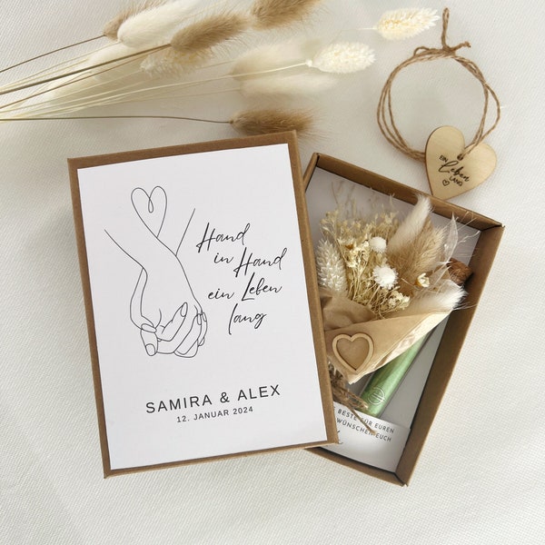 Geldgeschenk zur Hochzeit | Geschenkschachtel | Blumenstrauß Trockenblumen | Personalisiert | Handmade