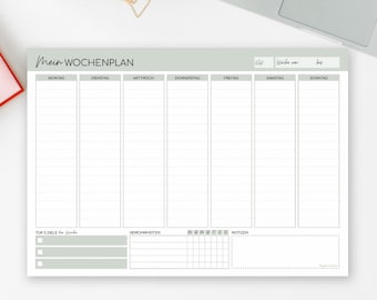 Wochenplaner Grün | 50 Blatt DIN A4 | To-Do Liste Start | Büro Organisations-Planer | Wochenplanung | Wochenplaner Deutsch