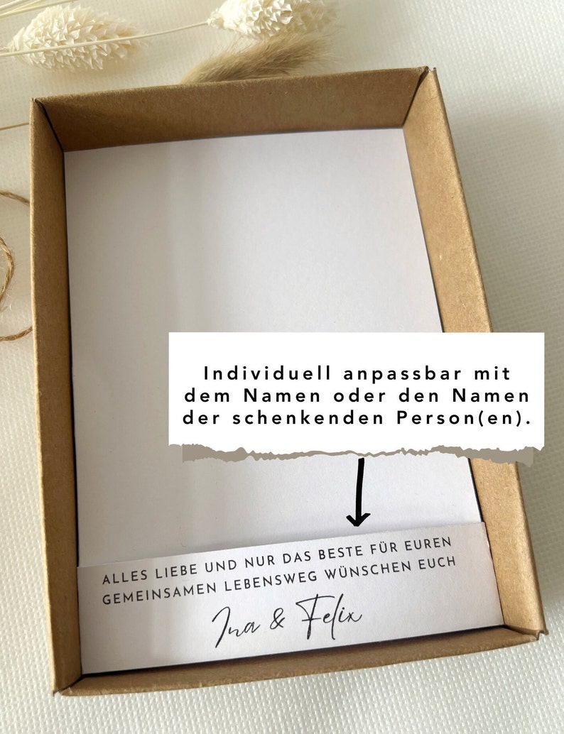 Geschenkschachtel Geldgeschenk zur Hochzeit Blumenstrauß Trockenblumen Personalisiert Handgefertigt Bild 6