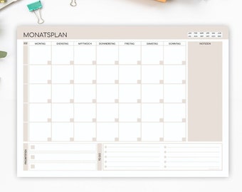 Monatsplaner | Notizblock 25 Blatt | DIN A4-Block | Kalender undatiert | Monatsplanung | Monatsplaner Deutsch