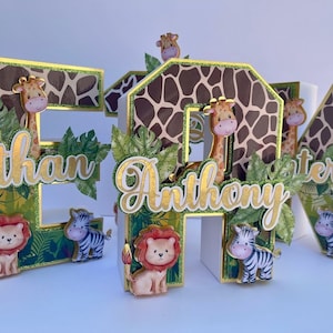 Letter 3D - safari birthday - Safarai Decorations - Safari - Birthday Safari - Centerpieces - Cartas 3D - Letras Animalitos - Animalitos
