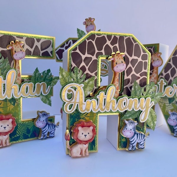 Letter 3D - safari birthday - Safarai Decorations - Safari - Birthday Safari - Centerpieces - Cartas 3D - Letras Animalitos - Animalitos