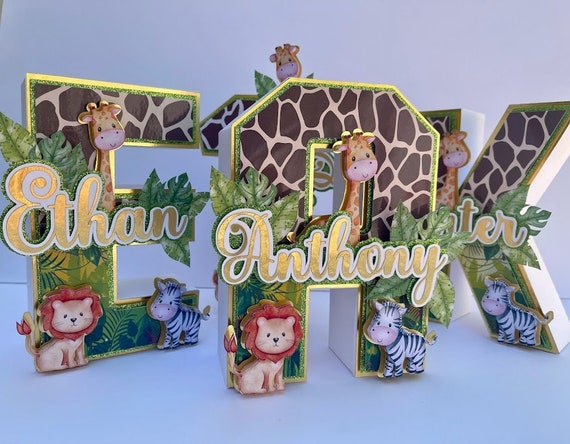 Letter 3D - safari birthday - Safarai Decorations - Safari - Birthday Safari - Centerpieces - Cartas 3D - Letras Animalitos - Animalitos