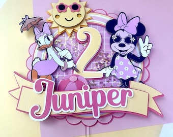 Minnie Mouse pool party - Minnie birthday - Cake topper Minnie pool - Minnie and Daisy - Pool Party - Party Decorations - Minnie Birthday