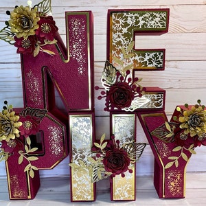 Letra 3D - Letra Flor - Aniversário de Flor - Decorações de Flores - Centro de Mesa - Decorações de Aniversário - Decorações de Casamento