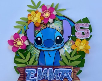 Stitch Cake Topper - Hawaiian Cake Topper - Stitch Party - Stitch Cake Dekorationen - Stitch Party Zubehör - Partydekorationen