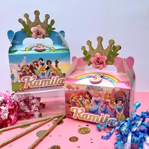 Boîtes à dragées personnalisées Princesse - Décoration d'anniversaire Princesse - Cadeaux de fête Princesse - Boîtes à bonbons à thème Princesse - Boîtes à pignon - Décoration de fête