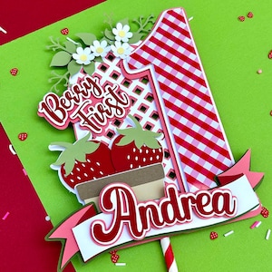 Berry First Birthday Cake Topper - Strawberries Cake Topper - Strawberry party - strawberry birthday - Strawberry decorations - Party decor