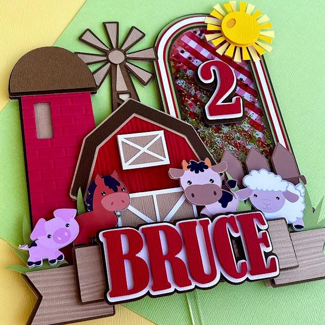 Farm Cake Topper - Cute Farm Cake Topper - Farm Party Decor - Farm ...