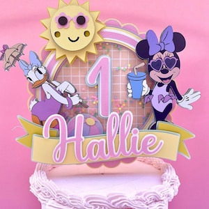 Festa in piscina di Minnie Mouse - Compleanno di Minnie - Cake topper piscina di Minnie - Minnie e Daisy - Festa in piscina - Decorazioni per feste - Compleanno di Minnie