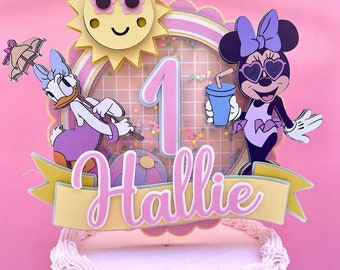 Minnie Mouse pool party - Minnie birthday - Cake topper Minnie pool - Minnie and Daisy - Pool Party - Party Decorations - Minnie Birthday