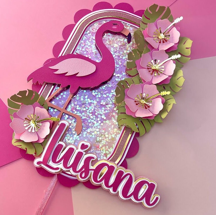 Flamingo Cake topper - Tropical Birthday Party - Flamingo Birthday - Party Decorations - Flamingo decorations - Tropical Party.