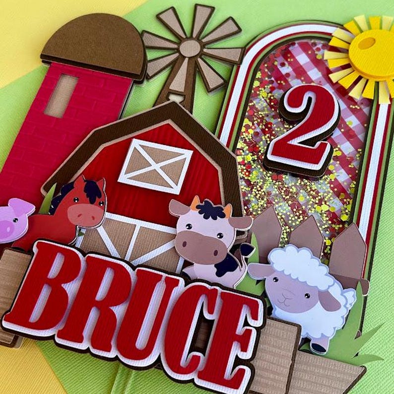 Farm Cake Topper - Cute Farm Cake Topper - Farm Party Decor - Farm ...