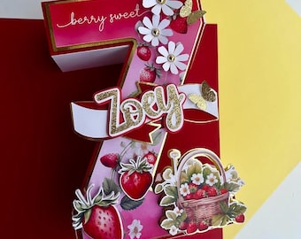 Strawberries Letter 3D - Berry First Birthday letter 3d - Strawberry party - strawberry birthday - Strawberry decorations - Party decoration