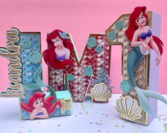 Little Mermaid 3D Letter - Little Mermaid birthday - party decorations - custom 3d letter - Mermaid theme party - Ariel Mermaid party decor