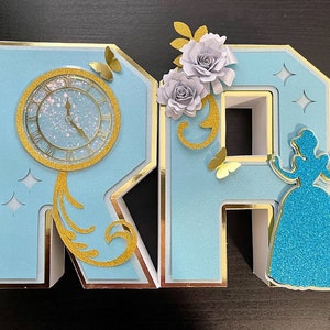 Cinderella Letter 3d - Cinderella Party Decorations - Cinderella Centerpieces - Cinderella Birthday - Centerpieces - Letter 3d - Party decor