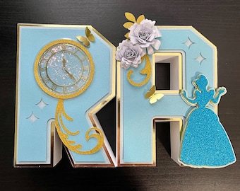 Cinderella-Buchstabe 3D – Cinderella-Partydekoration – Cinderella-Tischdekoration – Cinderella-Geburtstag – Tischdekoration – Buchstabe 3D – Partydeko