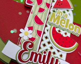MUWEOL One In A Melon Wooden Cake Topper - Watermelon Themed 1st Birthday Party Decorations - View #11