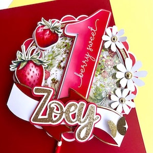 Strawberries Cake Topper - Berry First Birthday Cake Topper - Strawberry party - strawberry birthday - Strawberry decorations - Party decor