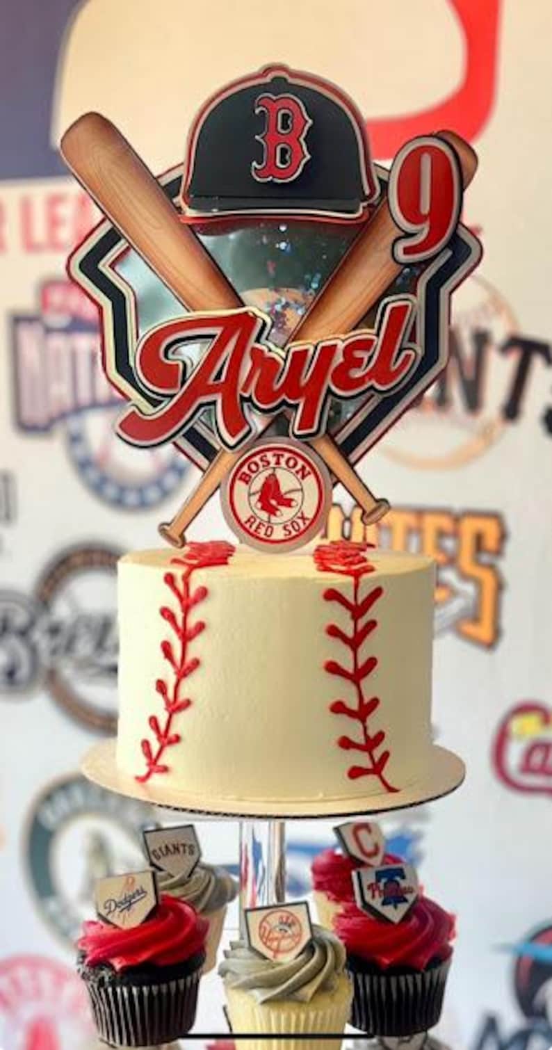 Decorazione per torta a tema baseball - Compleanno sportivo - Decorazione per torta sportiva - Decorazioni per feste a tema baseball immagine 2