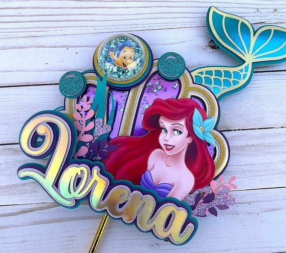 The Little Mermaid Ariel Disney Cake Topper. Round Cake Topper. Edible Rice  Paper Wafer 7.5 inch cake topper with FREE Banner! : Amazon.co.uk: Grocery