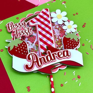 Berry First Birthday Cake Topper - Strawberries Cake Topper - Strawberry party - strawberry birthday - Strawberry decorations - Party decor