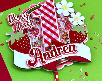 Berry First Birthday Cake Topper - Strawberries Cake Topper - Strawberry party - strawberry birthday - Strawberry decorations - Party decor