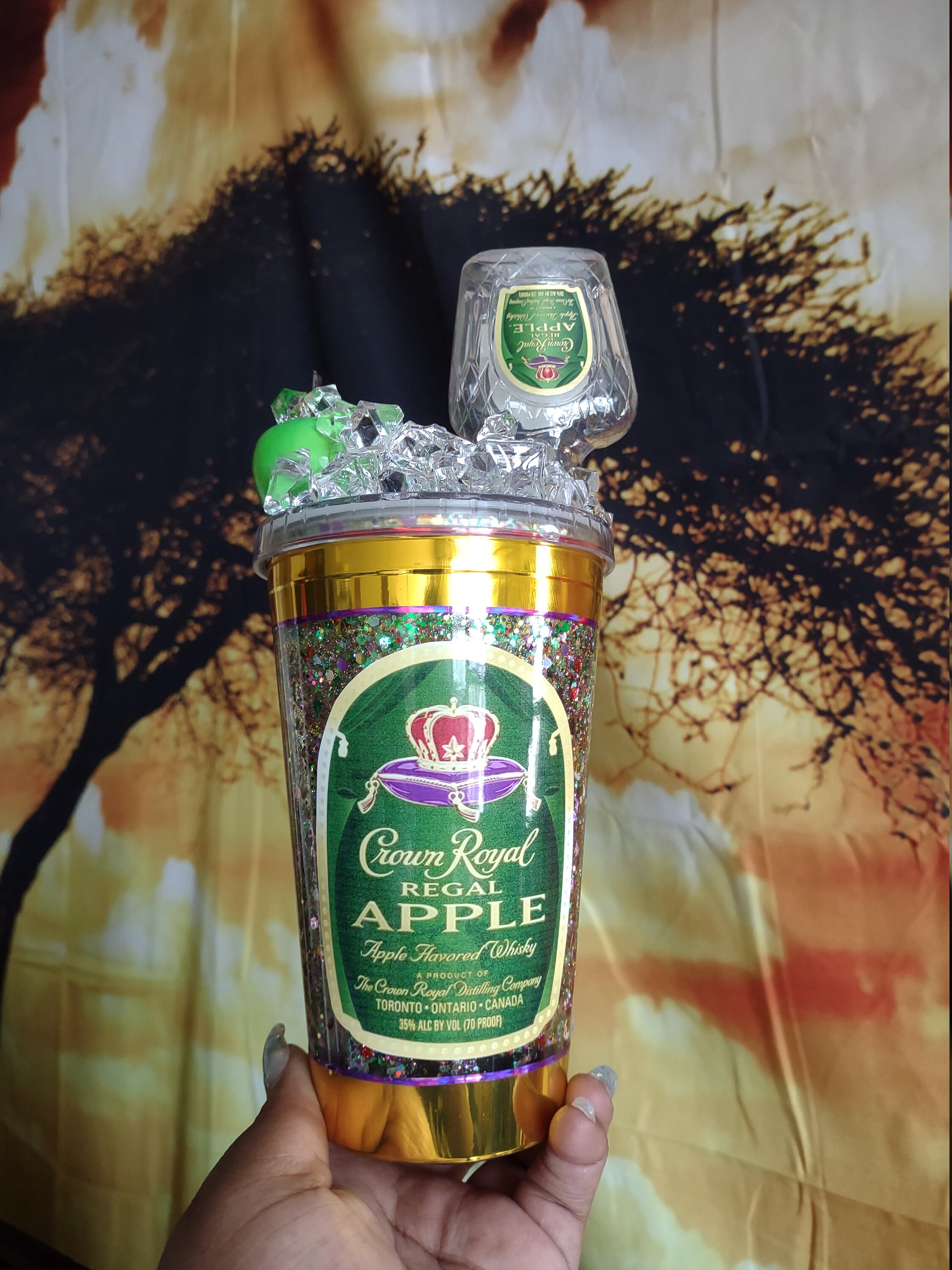 Crown Royal Apple Custom Snowglobe Tumbler With Ice Lid - Etsy