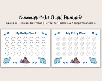 Dinosaur Potty Training Log for the Whole Month, Potty Learning, Instant Download Printable