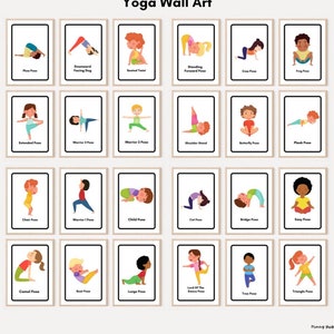 Yogaposter kunst aan de muur voor peuters, kleuters en kinderen in de schoolgaande leeftijd, helpt kinderen om door grote emoties te bewegen Kaarten