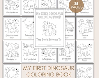 Dinosaur Coloring Book: 28 Printable Pages for Kids (PDF)