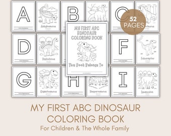 Roar-tastic ABC Dinosaur Coloring Book for Kids | 52 Pages of Prehistoric Fun