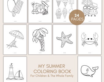 Summer Coloring Book: 24 Fun Activity Pages (PDF Pattern)