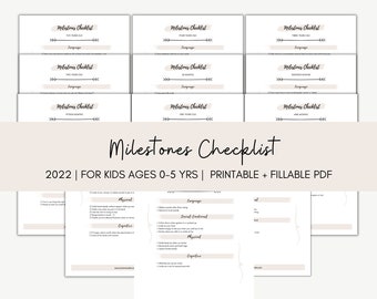 Printable Milestones Checklist for Baby, Toddler, & Preschooler Children| Monthly Cards| Developmental| Newborn