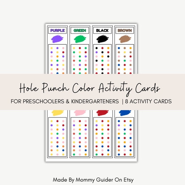 Hole Punch Color Activity for Preschoolers and Kindergarteners | Fine Motor Skills | Color Recognition |  Hand Strength