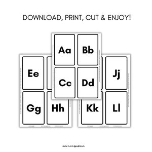 Alphabet Flash Cards for Kids Printable Uppercase &amp; Lowercase | Etsy