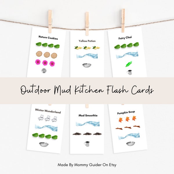 Outdoor Mud Kitchen Flash Cards for Kids 1 |  Potions & Recipes for Kids | Printable