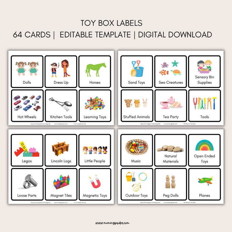 Kid Toy Box Editable Labels With Pictures Etsy