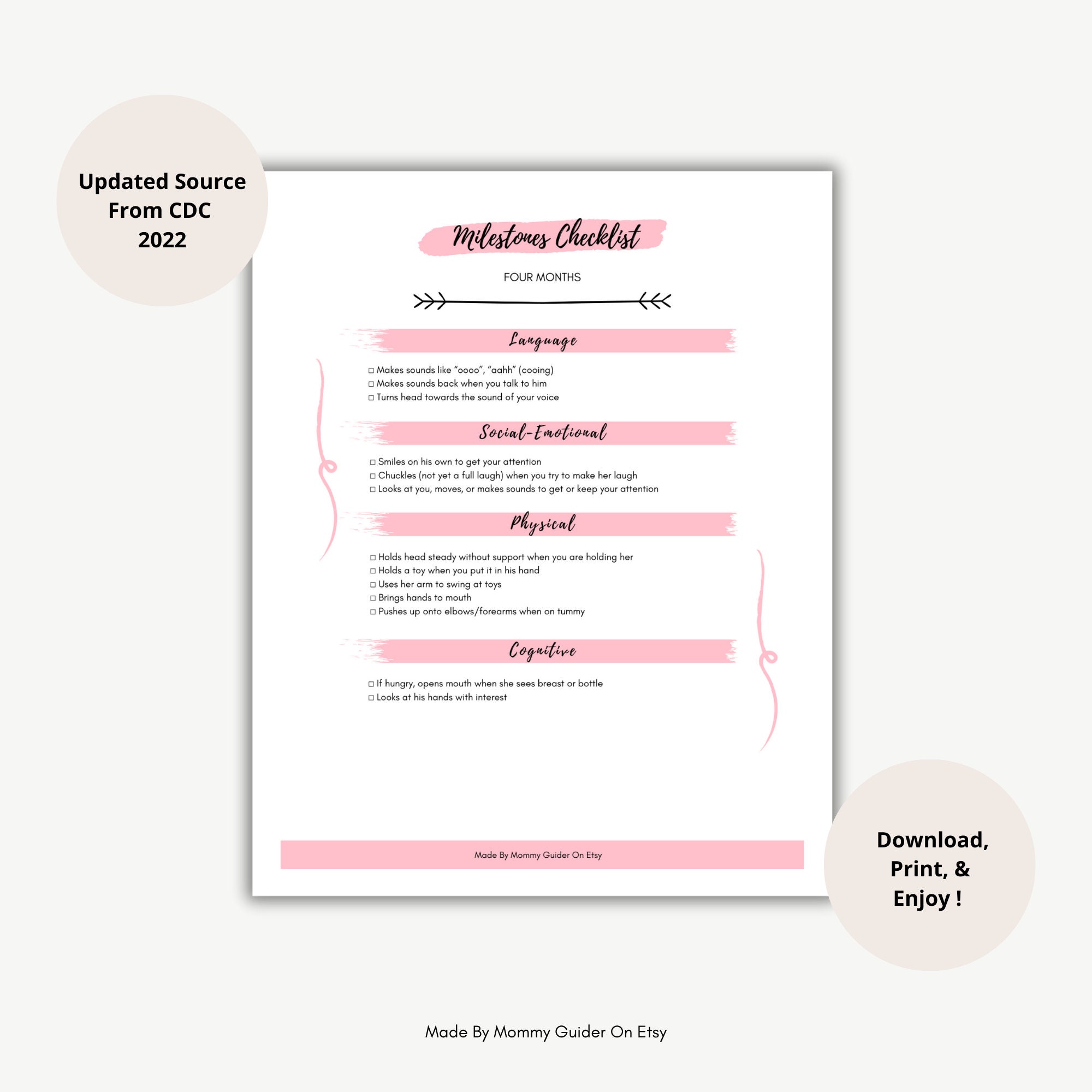Printable Milestones Checklist for Baby, Toddler, &amp; Preschooler ...