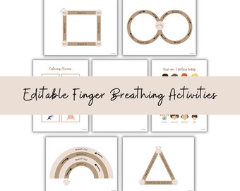 Editable Finger Breathing Exercise Cards: Calming Corner Art (PDF)