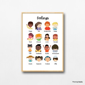 Arte mural sobre sentimientos para niños pequeños y preescolares